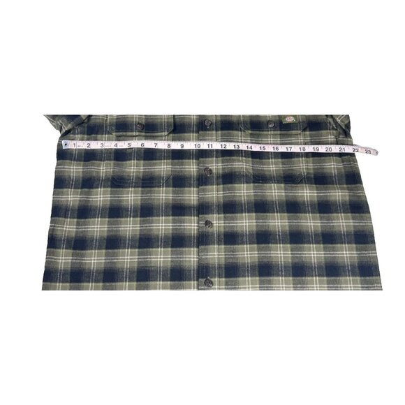 Dickies Plaid Flannel Shirt Mens Size Medium Green & Black Button-Up Pockets NEW - Picture 5 of 10